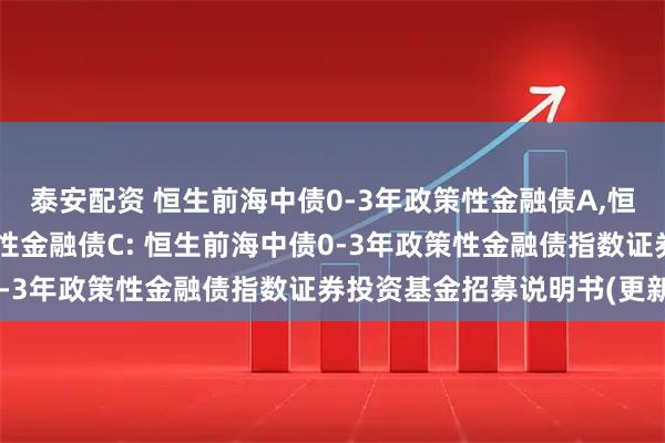 泰安配资 恒生前海中债0-3年政策性金融债A,恒生前海中债0-3年政策性金融债C: 恒生前海中债0-3年政策性金融债指数证券投资基金招募说明书(更新)